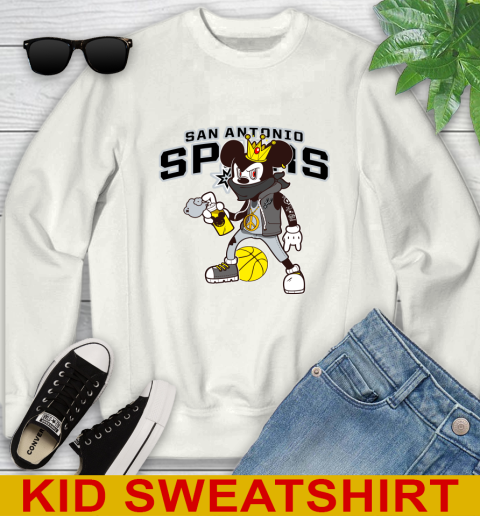 San Antonio Spurs NBA Basketball Mickey Peace Sign Sports Youth Sweatshirt