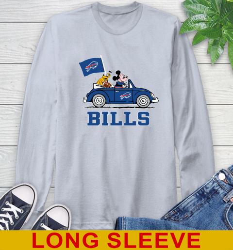 NFL Football Buffalo Bills Pluto Mickey Driving Disney Shirt Long Sleeve T-Shirt 6