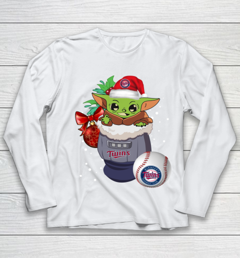 Minnesota Twins Christmas Baby Yoda Star Wars Funny Happy MLB Youth Long Sleeve 2