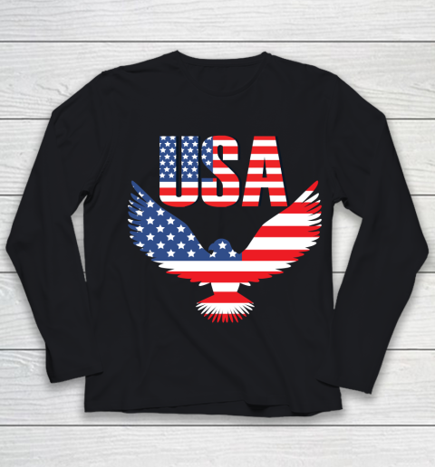 Independence Day 4th Of July USA Eagle Heart American Patriot Armed Forces Memorial Day Youth Long Sleeve