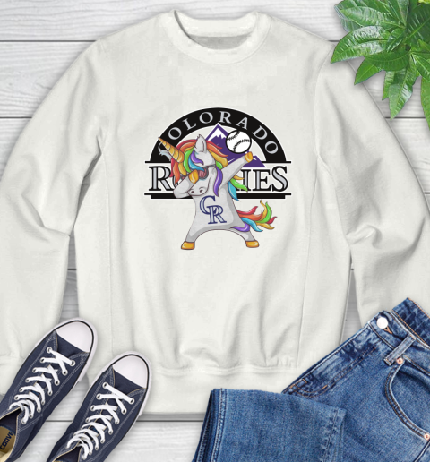 Colorado Rockies MLB Baseball Funny Unicorn Dabbing Sports Sweatshirt