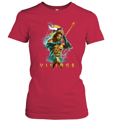 NFL Minnesota Vikings Aquaman DC Football Sports 9MNGE4KwN9r ladies t shirt 20 95 151514 front red