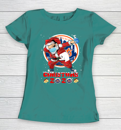 New York Mets Funny Santa Claus Dabbing Christmas 2020 MLB Women's T-Shirt 10