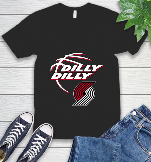 NBA Portland Trail Blazers Dilly Dilly Basketball Sports V-Neck T-Shirt 2