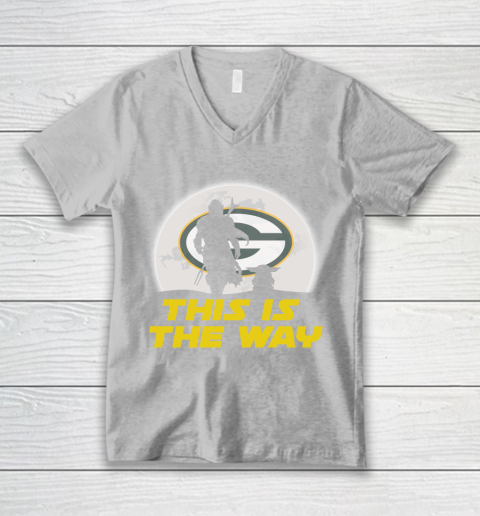 Green Bay Packers NFL Football Star Wars Yoda And Mandalorian This Is The Way V-Neck T-Shirt 3
