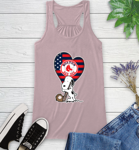 Boston Red Sox MLB Baseball The Peanuts Movie Adorable Snoopy Racerback Tank 11