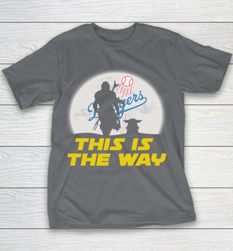 Los Angeles Dodgers MLB Baseball Star Wars Yoda And Mandalorian This Is The Way Youth T-Shirt 5