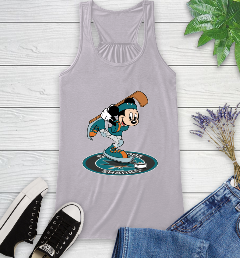 NHL Hockey San Jose Sharks Cheerful Mickey Disney Shirt Racerback Tank 5