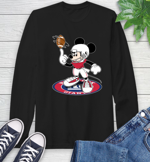 NFL Football New York Giants Cheerful Mickey Disney Shirt Long Sleeve T-Shirt