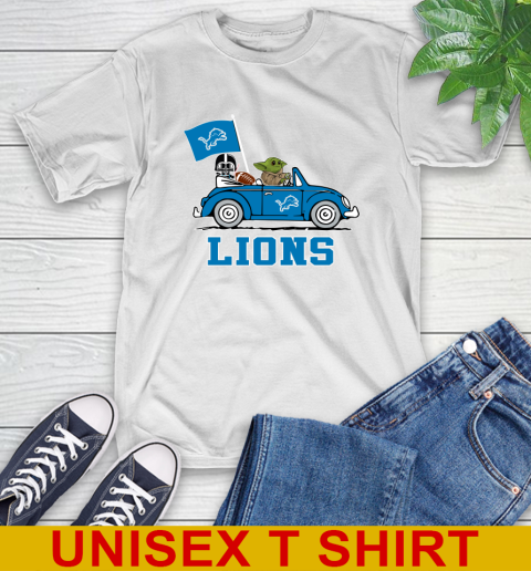 NFL Football Detroit Lions Darth Vader Baby Yoda Driving Star Wars Shirt T-Shirt