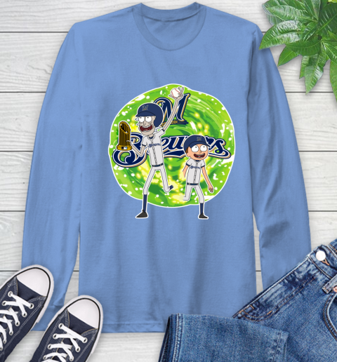 MLB Milwaukee Brewers Rick And Morty Commissioner's Trophy Baseball Sports Long Sleeve T-Shirt 11