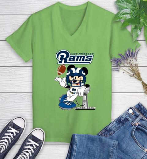NFL Los Angeles Rams Mickey Mouse Disney Super Bowl Football T Shirt Women's V-Neck T-Shirt 11