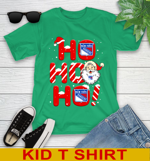 New York Rangers NHL Hockey Ho Ho Ho Santa Claus Merry Christmas Shirt Youth T-Shirt 7