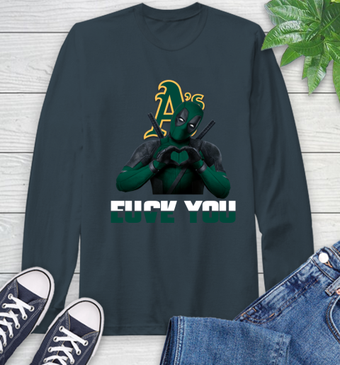 MLB Oakland Athletics Deadpool Love You Fuck You Baseball Sports Long Sleeve T-Shirt 9