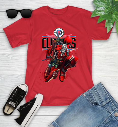 NBA Deadpool Marvel Comics Sports Basketball LA Clippers Youth T-Shirt 10