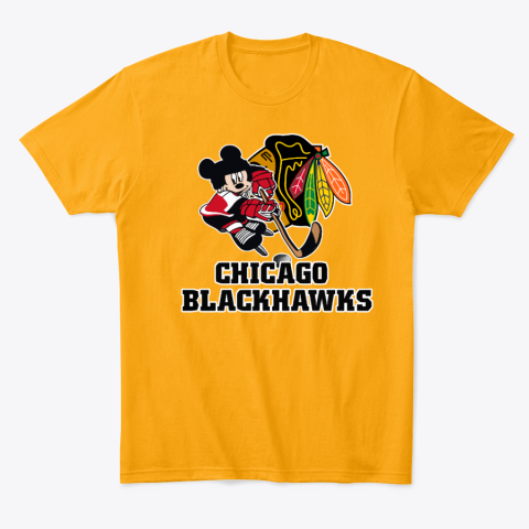 gjsc chicago blackhawks mickey mouse classic t shirt 2 front gold