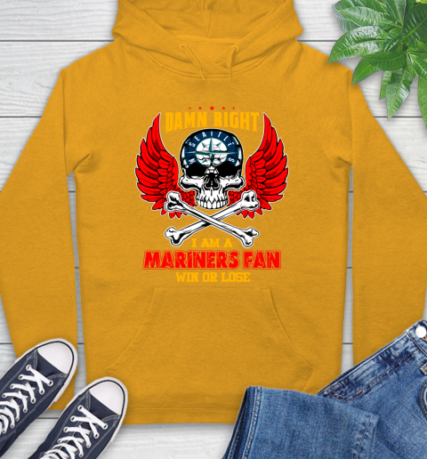 MLB Damn Right I Am A Seattle Mariners Win Or Lose Skull Baseball Sports Hoodie 2
