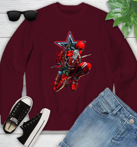 NFL Deadpool Marvel Comics Sports Football Dallas Cowboys Youth Sweatshirt 5