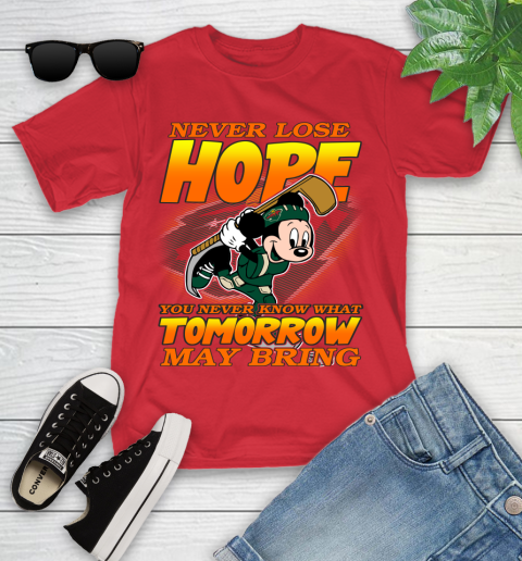 Minnesota Wild NHL Hockey ootball Mickey Disney Never Lose Hope Youth T-Shirt - Image 14