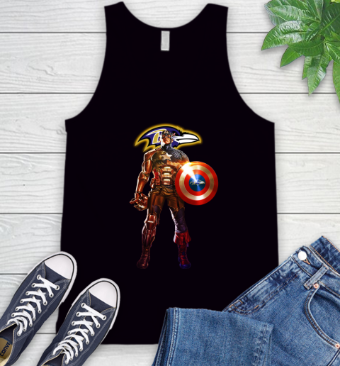 NFL Captain America Marvel Avengers Endgame Football Sports Baltimore Ravens Tank Top 2