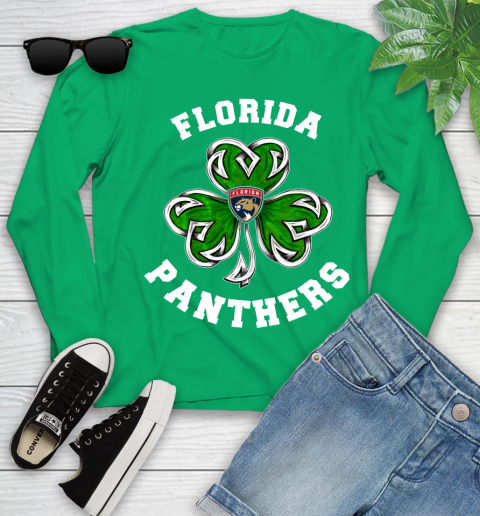 NHL Florida Panthers Three Leaf Clover St Patrick's Day Hockey Sports Youth Long Sleeve 7