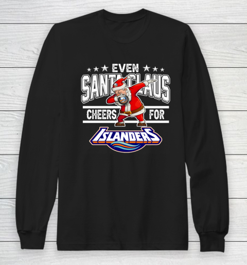 New York Islanders Even Santa Claus Cheers For Christmas NHL Long Sleeve T-Shirt