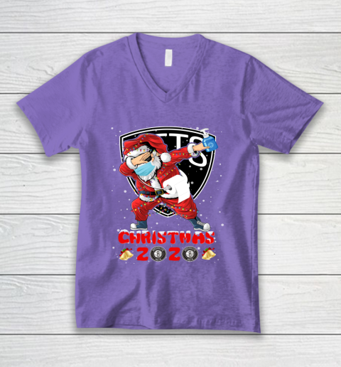 Brooklyn Nets Funny Santa Claus Dabbing Christmas 2020 NBA V-Neck T-Shirt 8