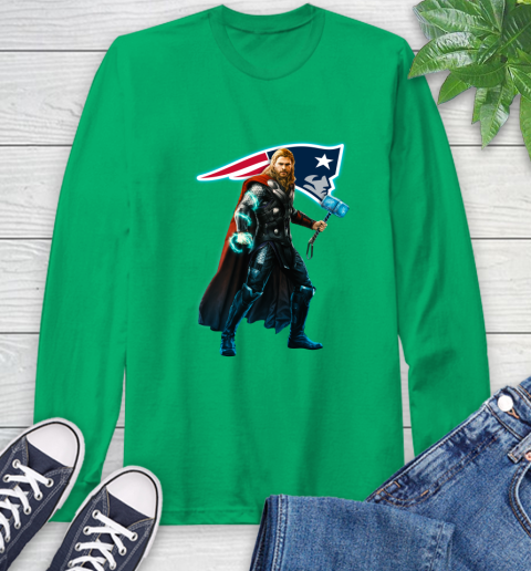 NFL Thor Avengers Endgame Football New England Patriots Long Sleeve T-Shirt 7