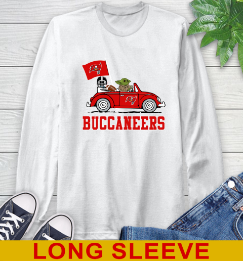 NFL Football Tampa Bay Buccaneers Darth Vader Baby Yoda Driving Star Wars Shirt Long Sleeve T-Shirt