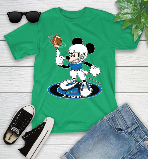 NFL Football Detroit Lions Cheerful Mickey Disney Shirt Youth T-Shirt 6
