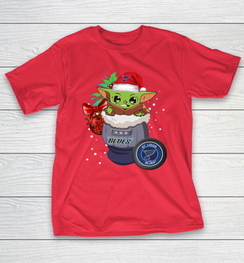 St.Louis Blues Christmas Baby Yoda Star Wars Funny Happy NHL T-Shirt 10