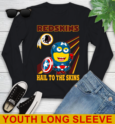 NFL Football Washington Redskins Captain America Marvel Avengers Minion Hail To The Skín Shirt Youth Long Sleeve