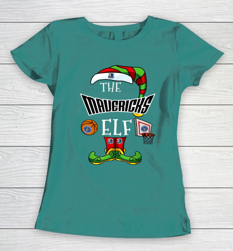 Dallas Mavericks Christmas ELF Funny NBA Women's T-Shirt 10