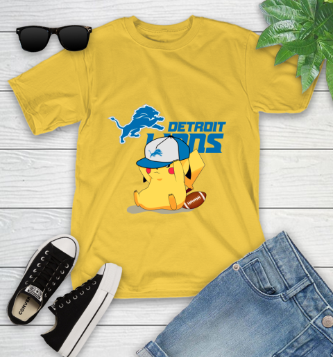 NFL Pikachu Football Sports Detroit Lions Youth T-Shirt 8