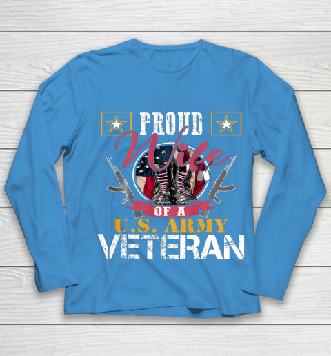 Veteran Shirt Vintage Proud Wife Of A U S Army Veteran Youth Long Sleeve 5