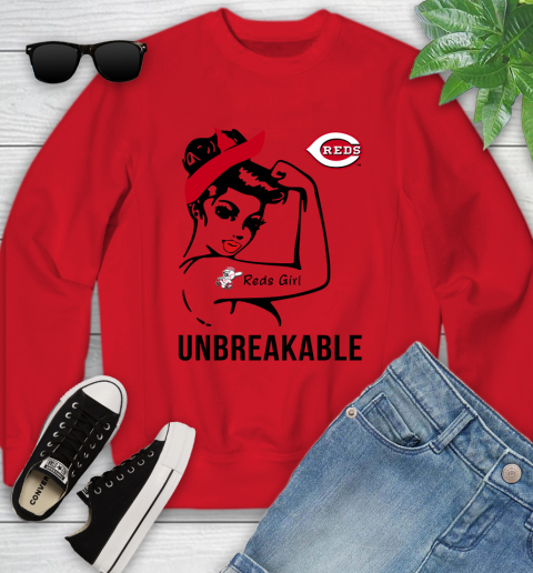 MLB Cincinnati Reds Girl Unbreakable Baseball Sports Youth Sweatshirt 5