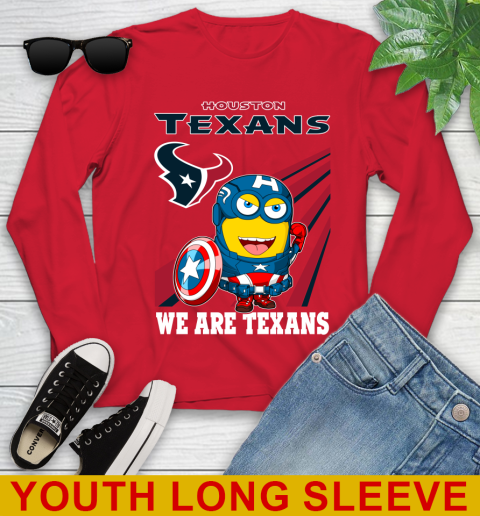 NFL Football Houston Texans Captain America Marvel Avengers Minion Shirt Youth Long Sleeve 11