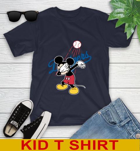 Los Angeles Dodgers MLB Baseball Dabbing Mickey Disney Sports Youth T-Shirt 3