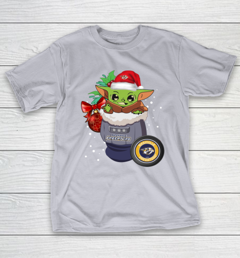Nashville Predators Christmas Baby Yoda Star Wars Funny Happy NHL T-Shirt 7