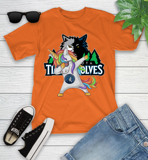 Minnesota Timberwolves NBA Basketball Funny Unicorn Dabbing Sports Youth T-Shirt 7