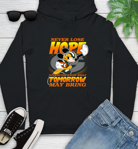 Green Bay Packers NFL Football Mickey Disney Never Lose Hope Youth Hoodie