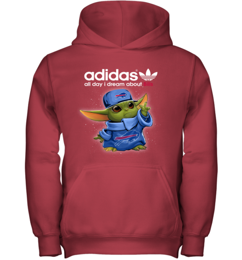 Baby Yoda Adidas All Day I Dream About  Bills e8w5 baby yoda adidas all day i dream aboutbills youth hoodie 43 front red