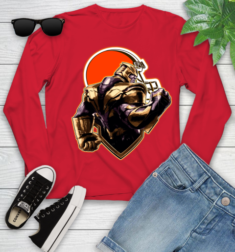 NFL Thanos Avengers Endgame Football Sports Cleveland Browns Youth Long Sleeve 11