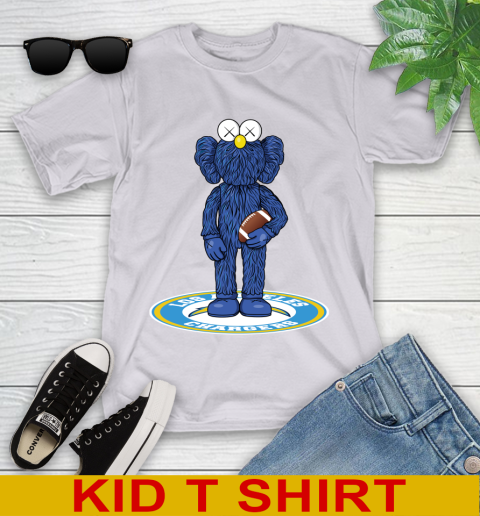 NFL Football Los Angeles Chargers Kaws Bff Blue Figure Shirt Youth T-Shirt 5
