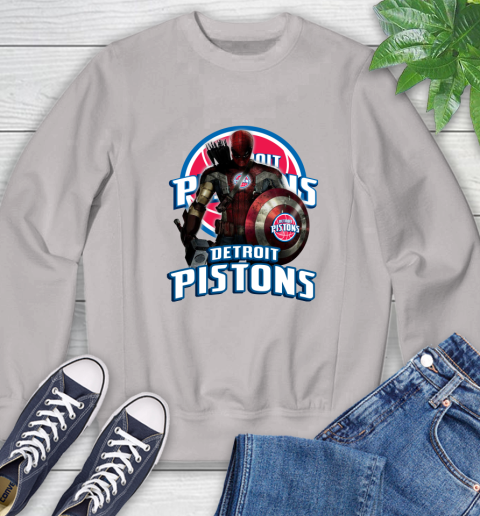 Detroit Pistons NBA Basketball Captain America Thor Spider Man Hawkeye Avengers Sweatshirt 12