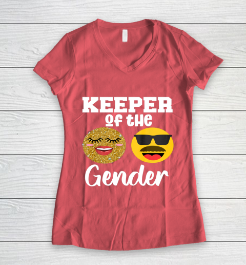 Keeper of the Gender Staches or Lashes Gender Reveal Party Women's V-Neck T-Shirt 4