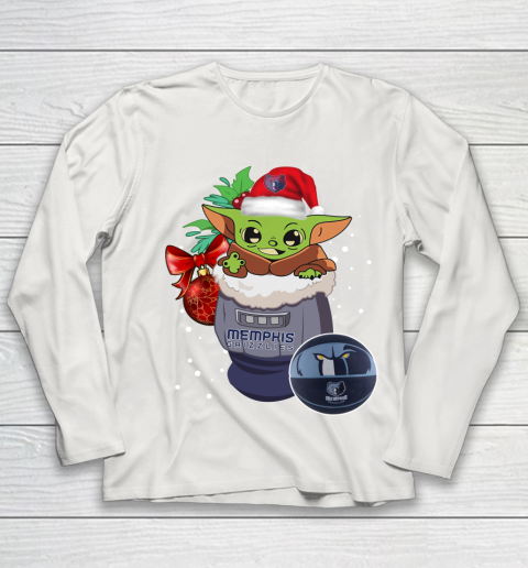 Memphis Grizzlies Christmas Baby Yoda Star Wars Funny Happy NBA Youth Long Sleeve 11
