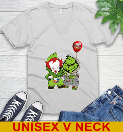 New York Islanders Baby Pennywise Grinch Christmas NHL Hockey V-Neck T-Shirt