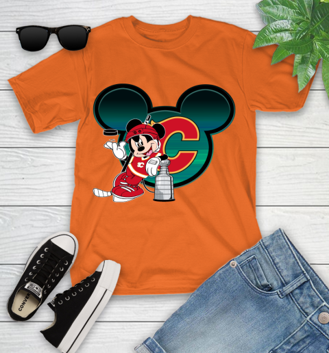 NHL Calgary Flames Stanley Cup Mickey Mouse Disney Hockey T Shirt Youth T-Shirt 7