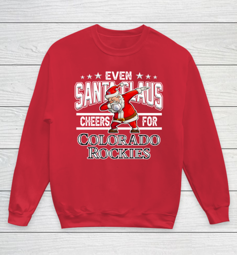 Colorado Rockies Even Santa Claus Cheers For Christmas MLB Youth Sweatshirt 7